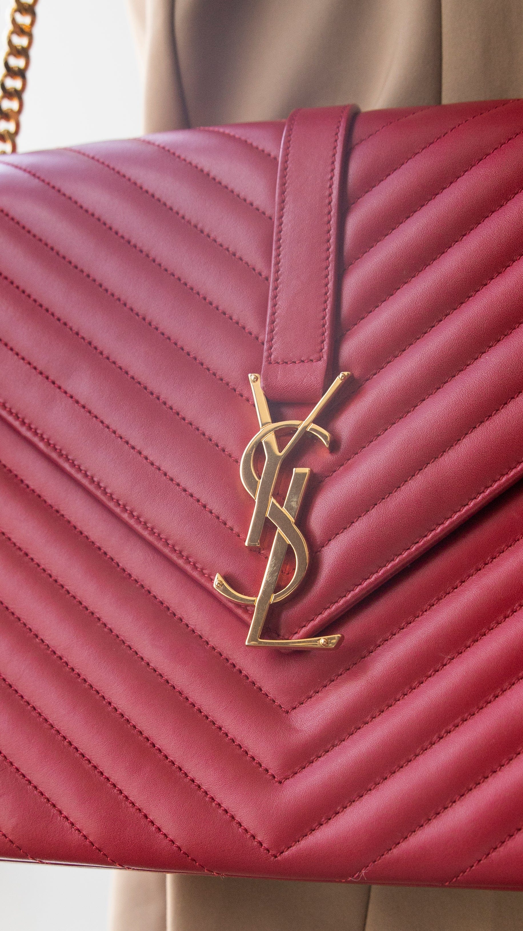 Yves Saint Laurent YSL Red Chevron Bag RJL1550