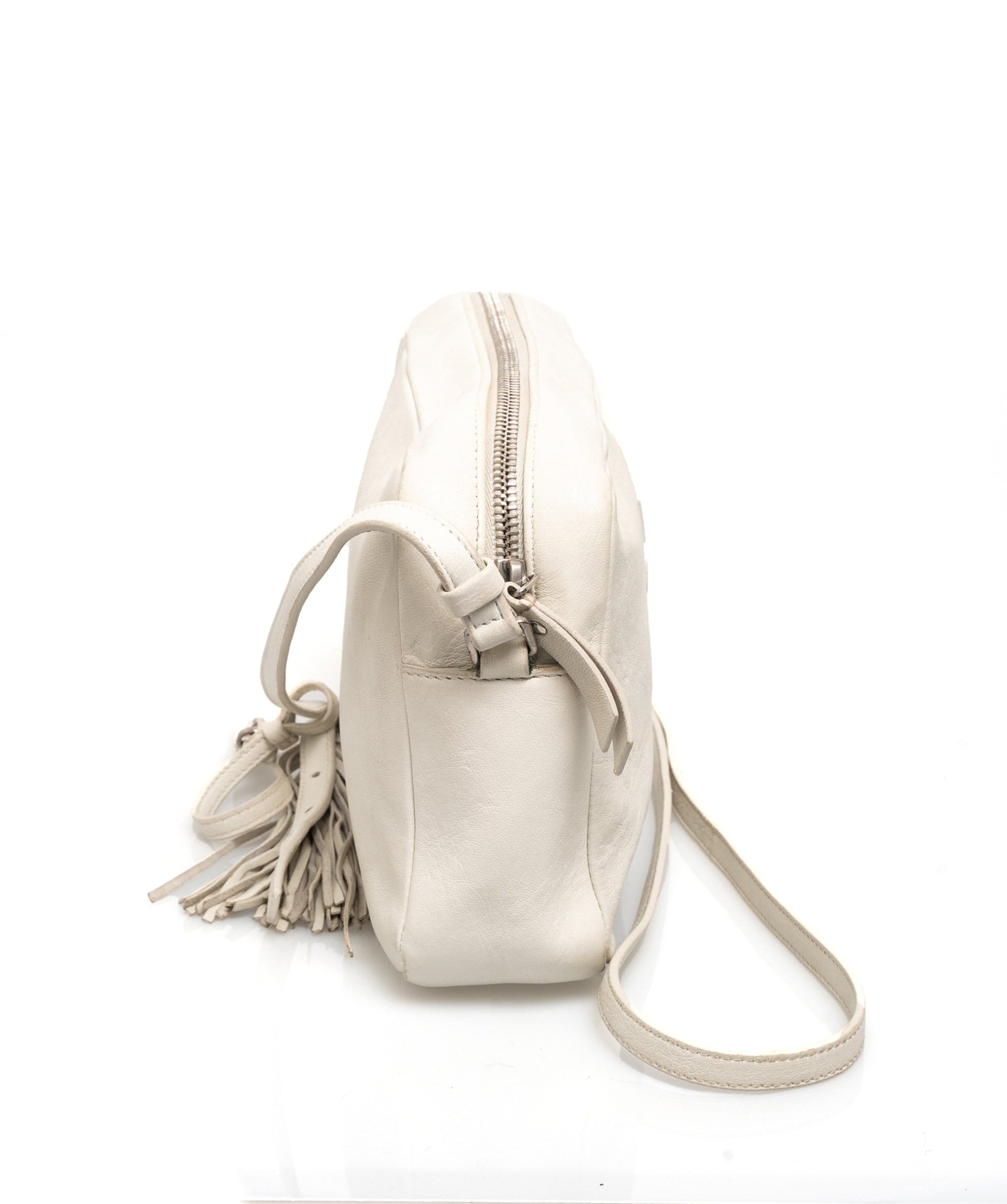 Yves Saint Laurent YSL White Leather Camera Bag - ADL1220