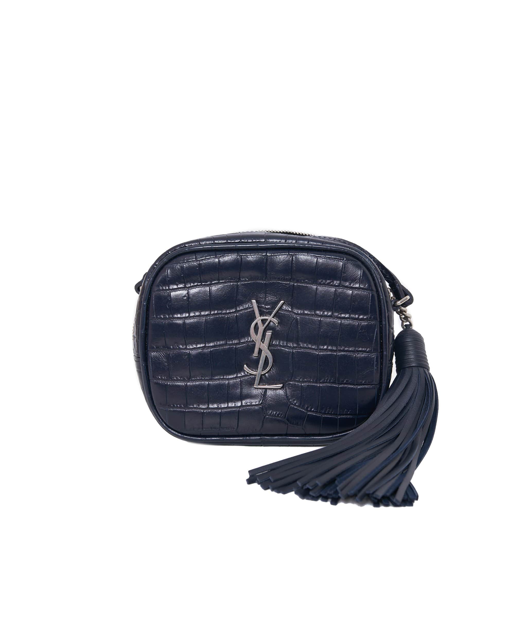 Yves Saint Laurent Yves Saint Laurent Blue Crocodile Embossed Camera Bag - AGL1237