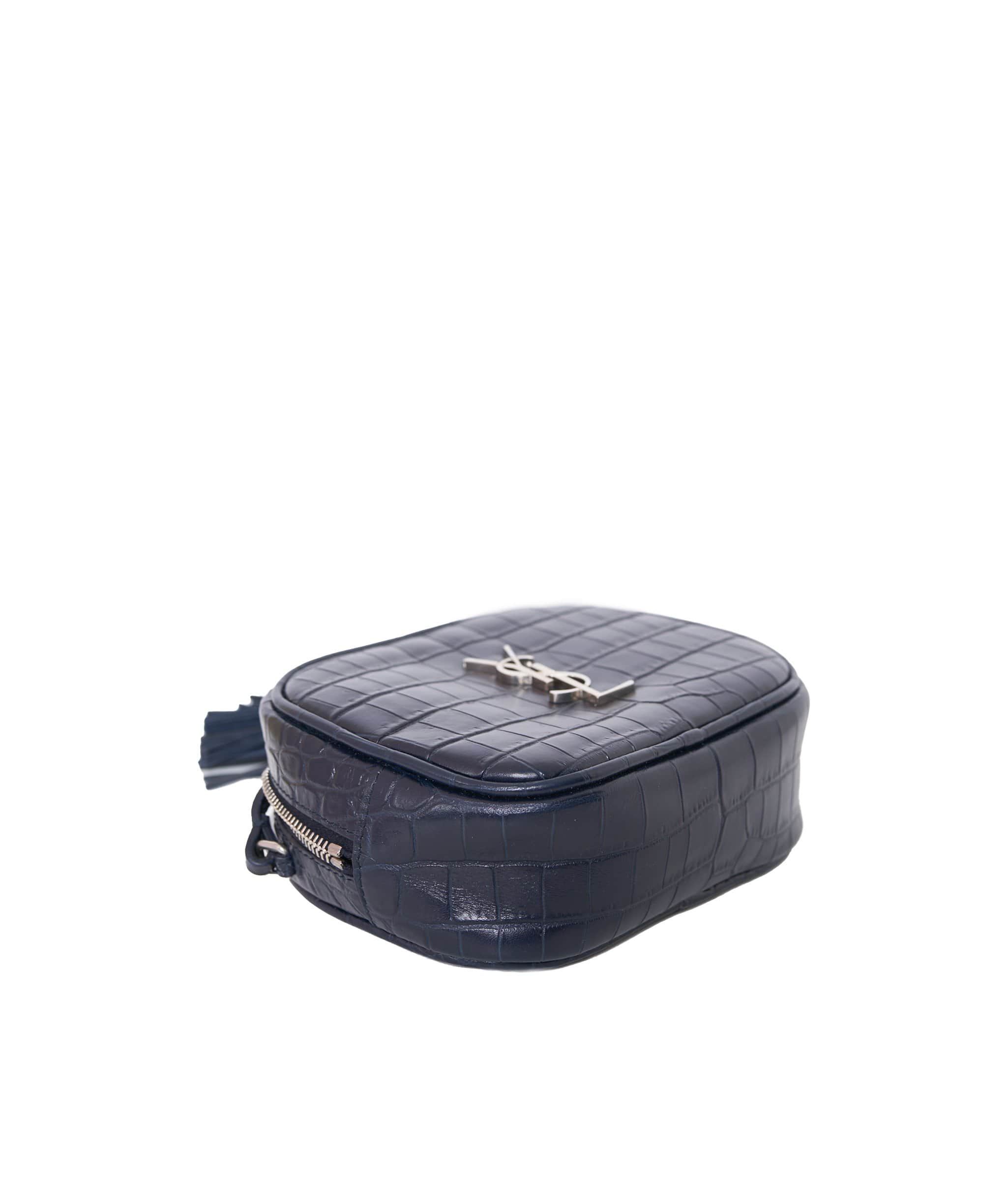 Yves Saint Laurent Yves Saint Laurent Blue Crocodile Embossed Camera Bag - AGL1237