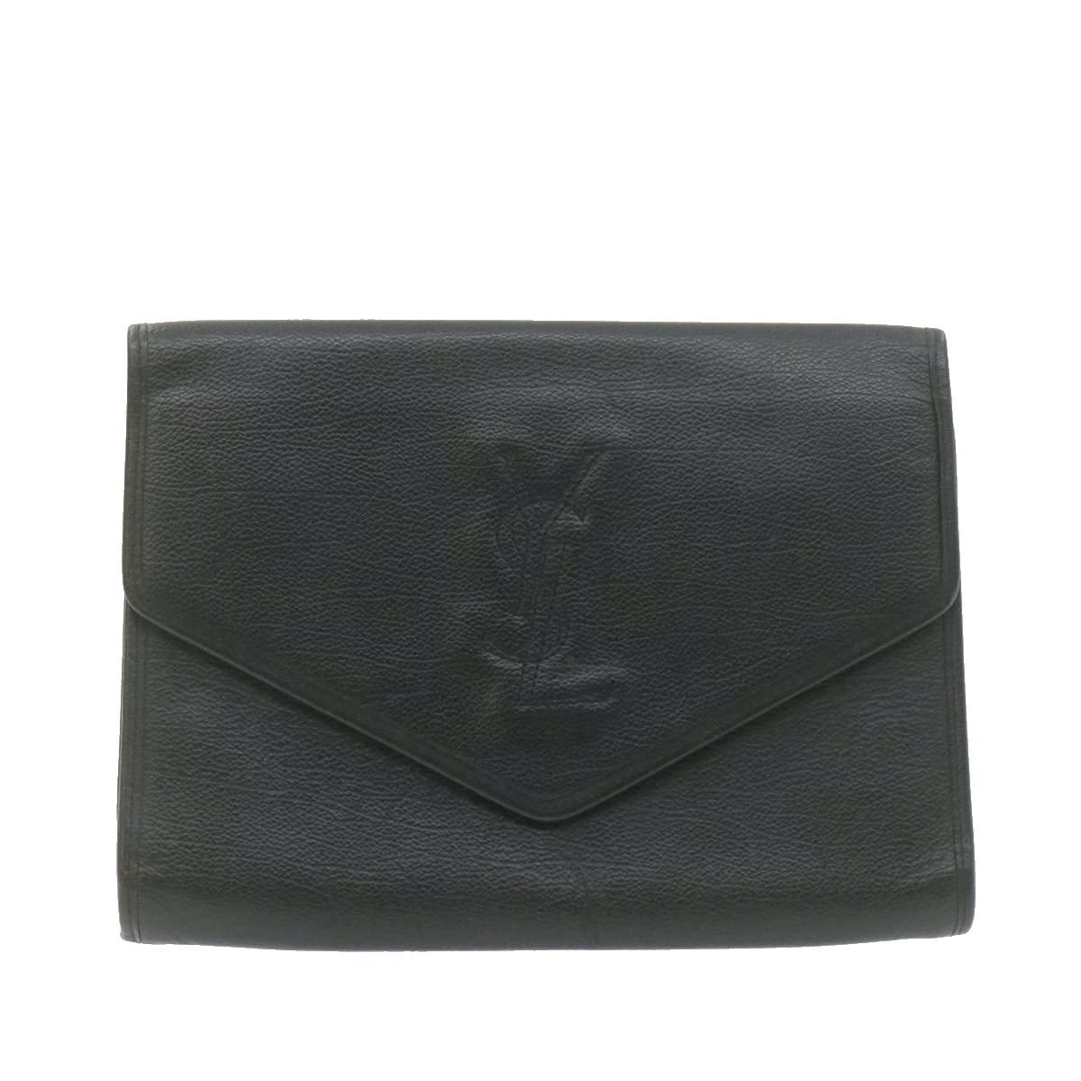 Yves Saint Laurent YVES SAINT LAURENT Leather Clutch Bag Black MW2313