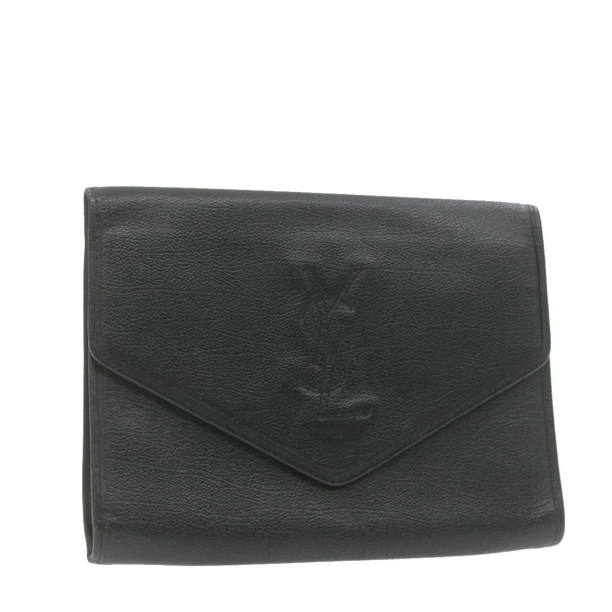 Yves Saint Laurent YVES SAINT LAURENT Leather Clutch Bag Black MW2313