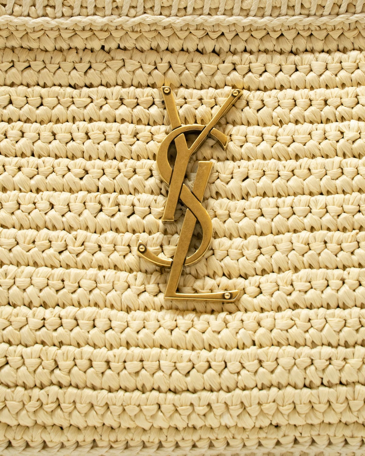 Yves Saint Laurent Yves Saint-Laurent Raffia and Leather Lou Camera Crossbody Bag - AAT8353