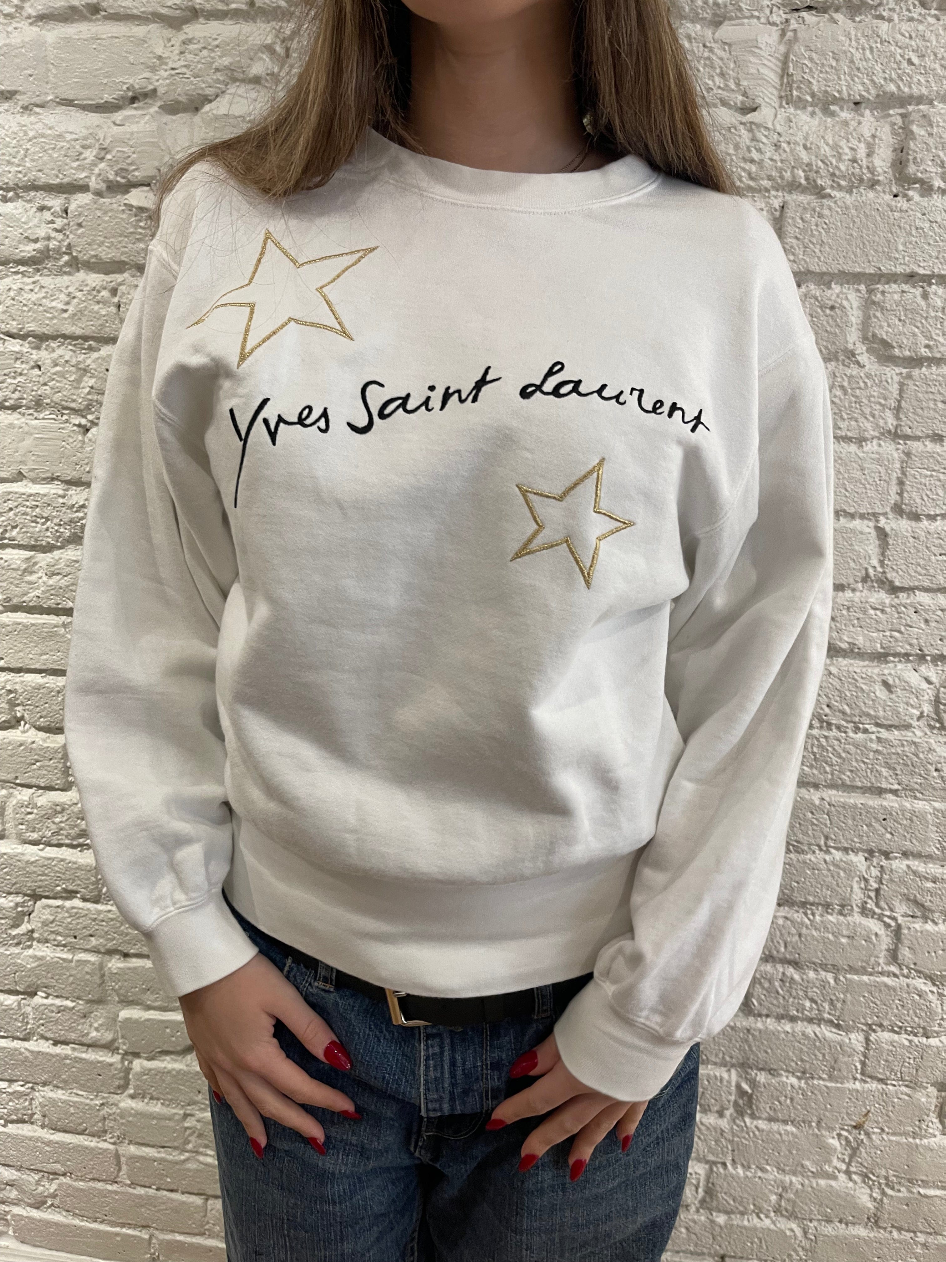 Yves Saint Laurent YSL Logo Sweatshirt White ASL5985